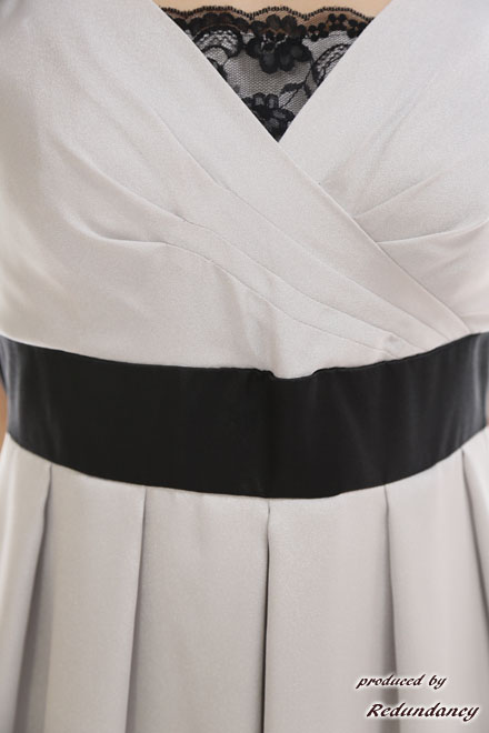 シルバーのウエストリボンチュールヘムドレスコーディネートセット