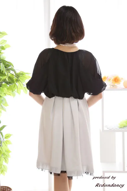 シルバーのウエストリボンチュールヘムドレスコーディネートセット