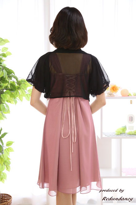 ピンクのティアードフリルドレスコーディネートセット