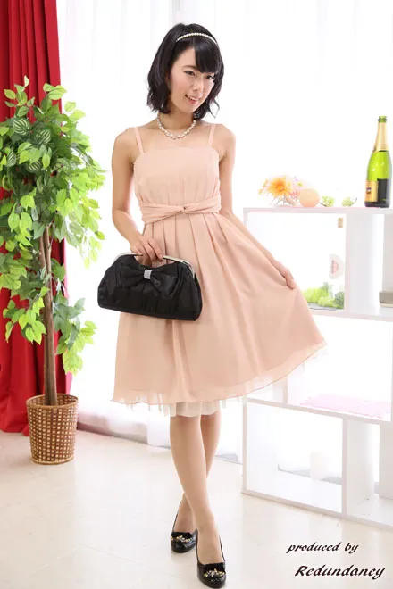 ピンクのウエストタック入りドレスコーディネートセット