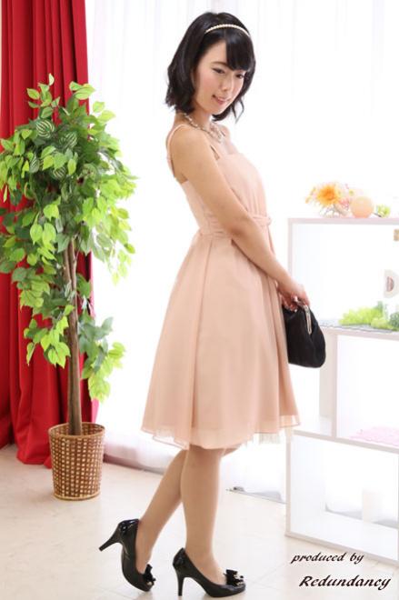 ピンクのウエストタック入りドレスコーディネートセット