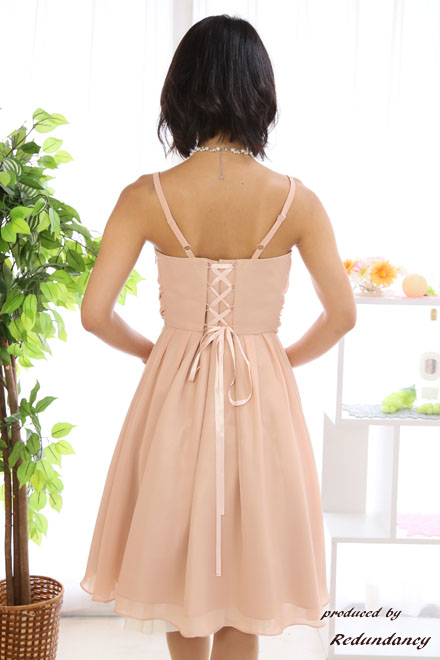 ピンクのウエストタック入りドレスコーディネートセット