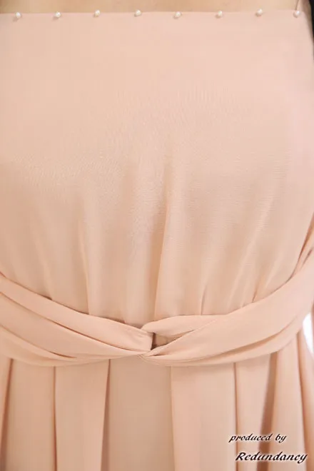 ピンクのウエストタック入りドレスコーディネートセット