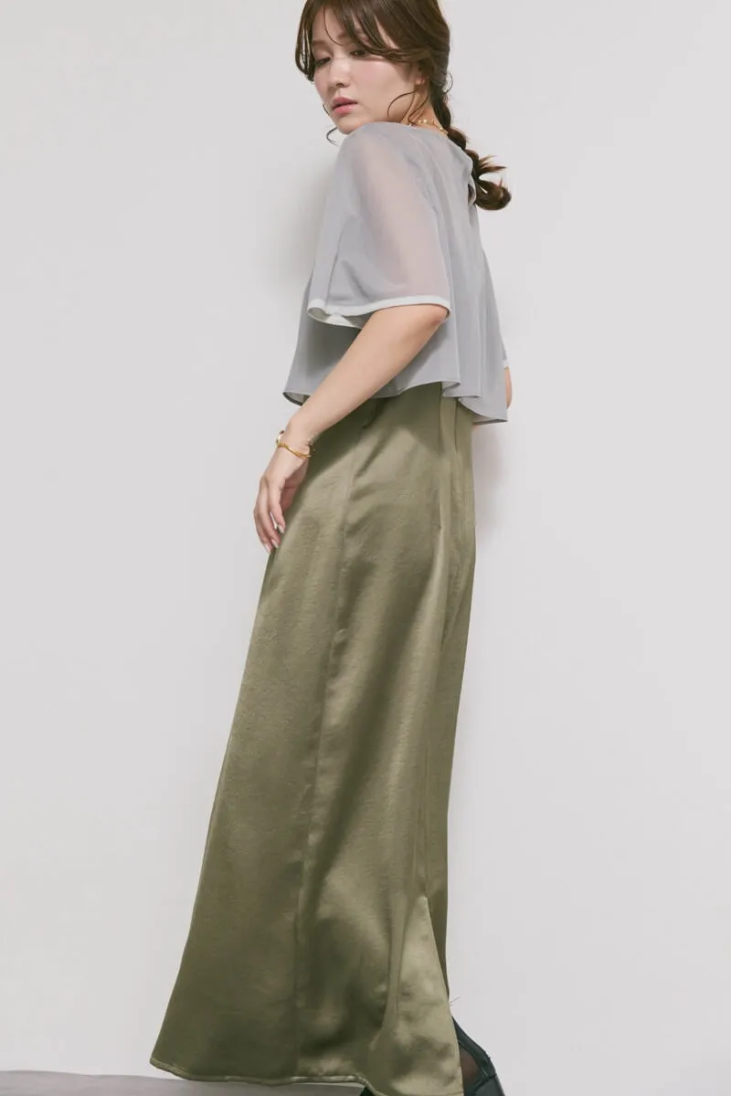 ダークオリーブのシアートップスドレス