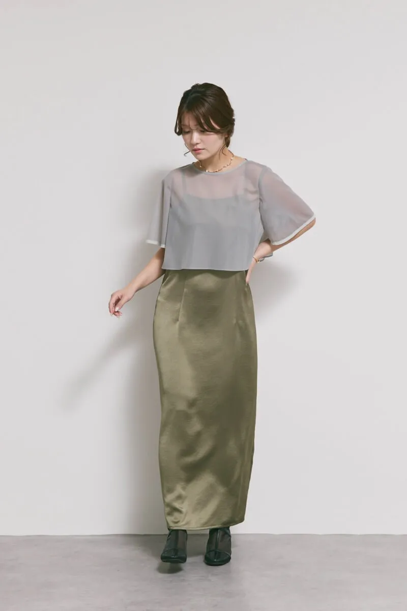 ダークオリーブのシアートップスドレス