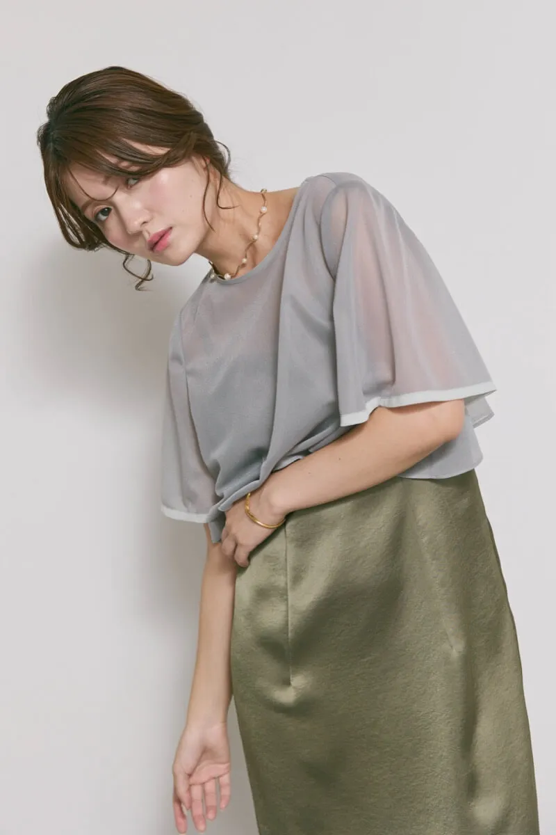 ダークオリーブのシアートップスドレス
