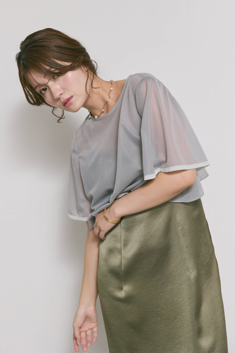 ダークオリーブのシアートップスドレス