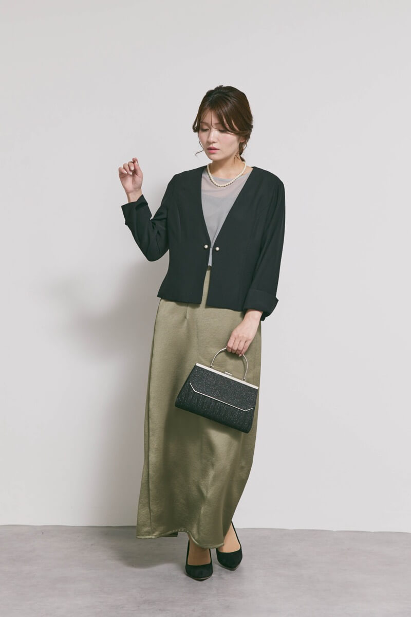 ダークオリーブのシアートップスドレス