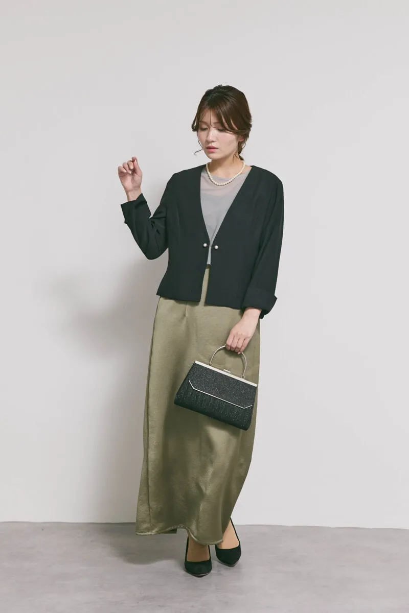 ダークオリーブのシアートップスドレス /kaene