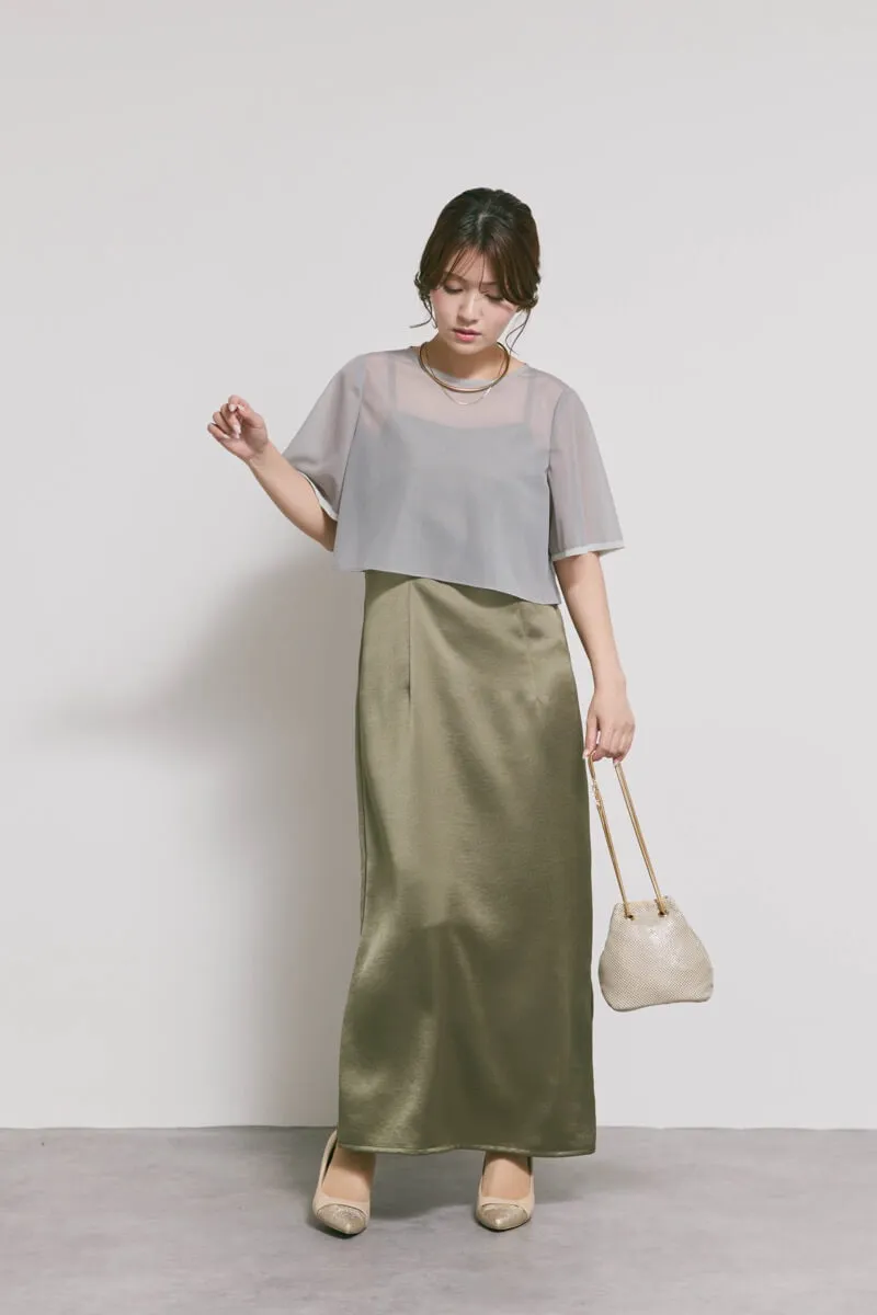 ダークオリーブのシアートップスドレス