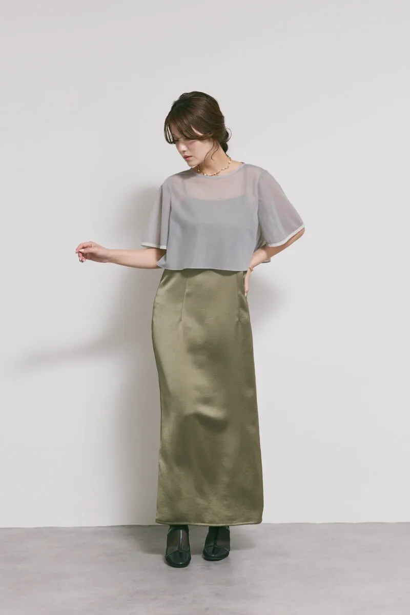 ダークオリーブのシアートップスドレス