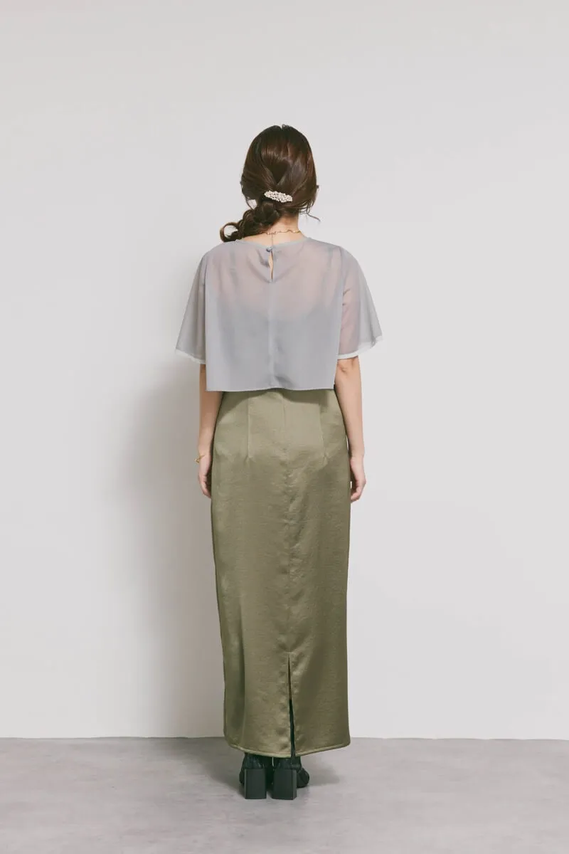 ダークオリーブのシアートップスドレス