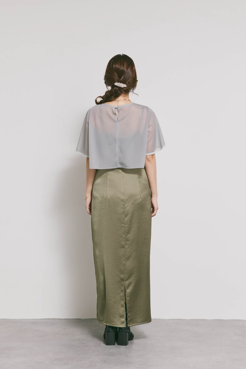 ダークオリーブのシアートップスドレス