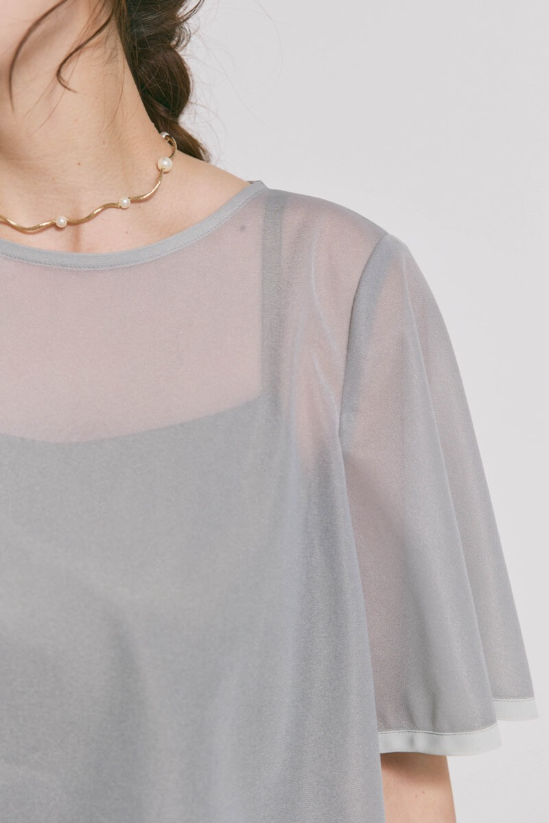 ダークオリーブのシアートップスドレス