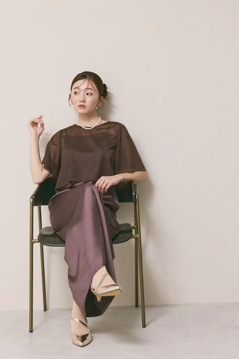 ダークブラウンのシアートップスドレス