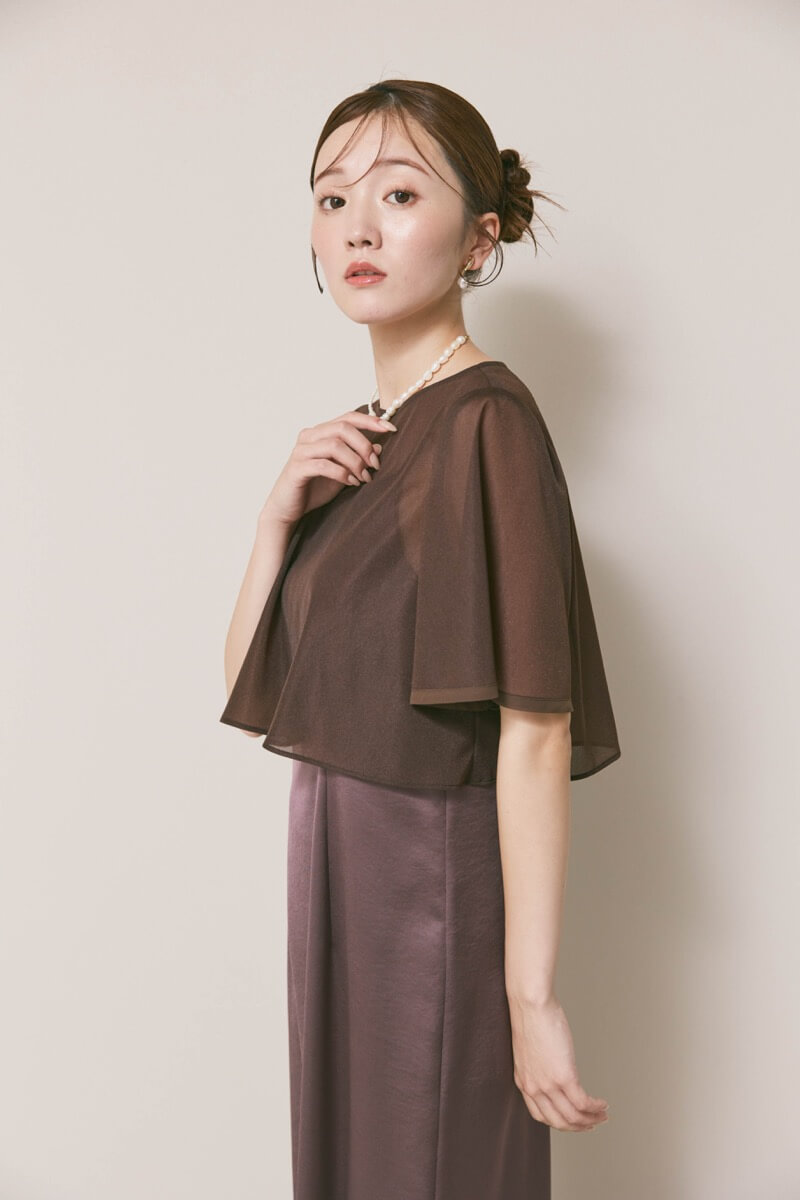 ダークブラウンのシアートップスドレス