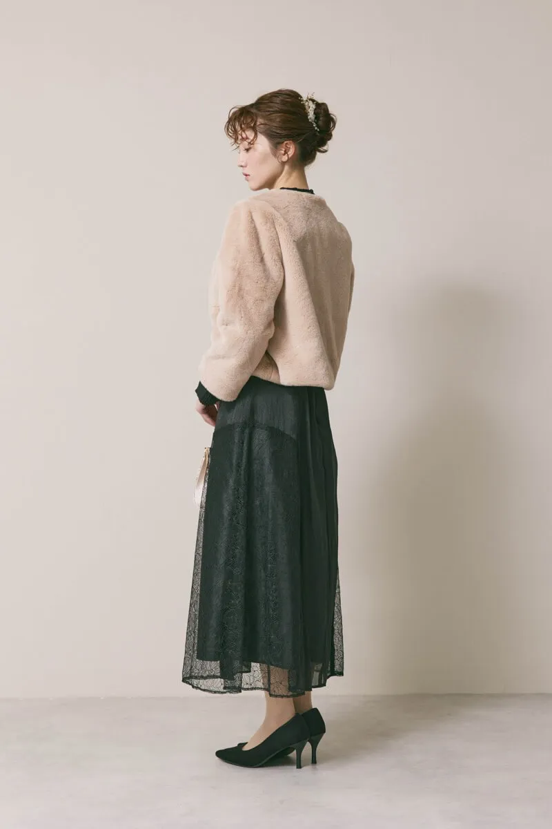 ブラックのシアーレースコンビネーションドレス