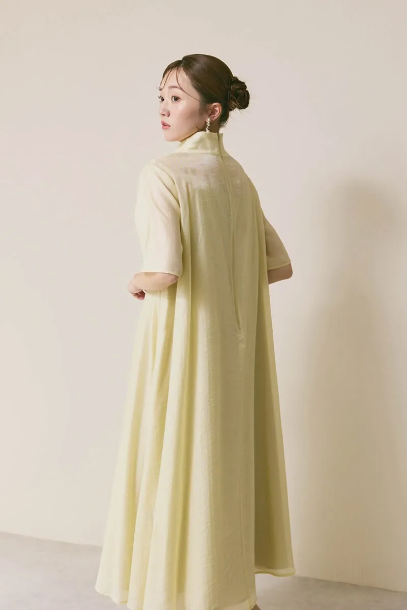 イエローのテントラインシアードレス