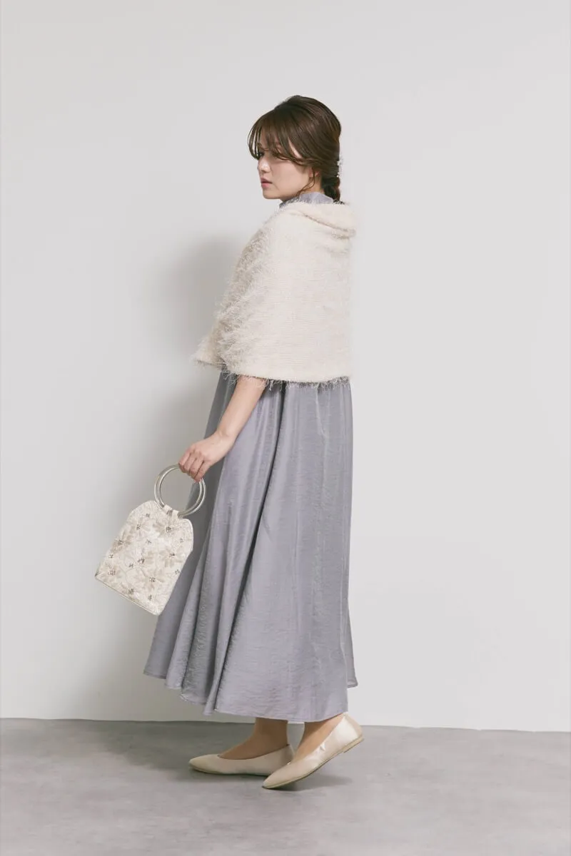 ブルーグレーのテントラインシアードレス