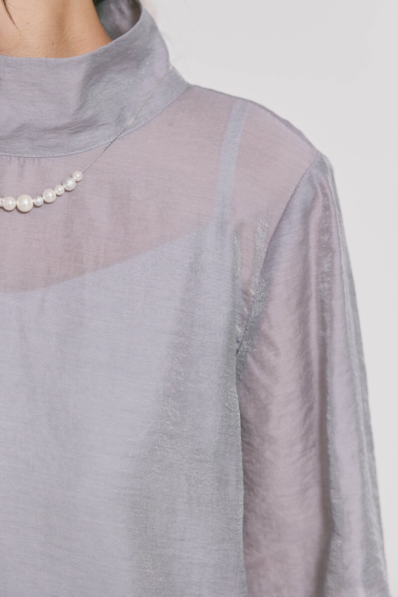 ブルーグレーのテントラインシアードレス