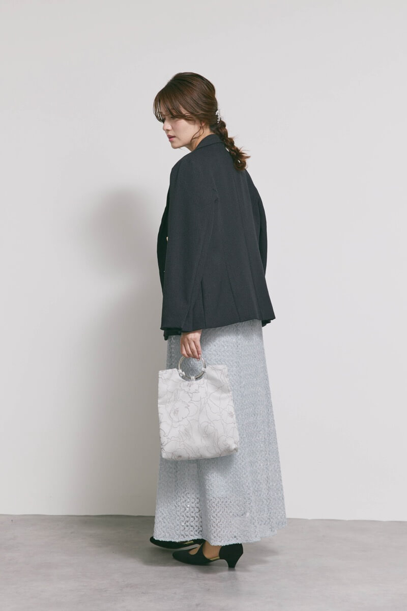 サックスのスパンコールレースドレス