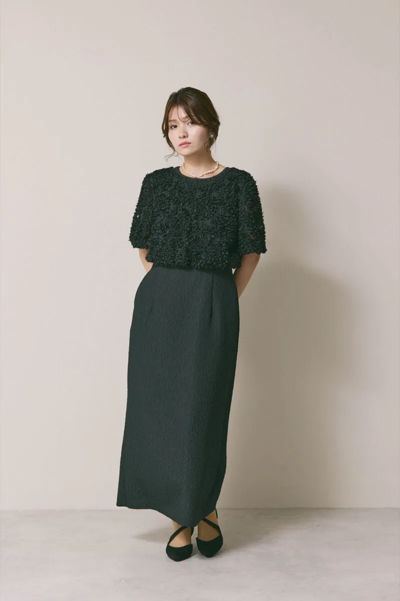 ブラックのデザインボレロセットドレス /kaene