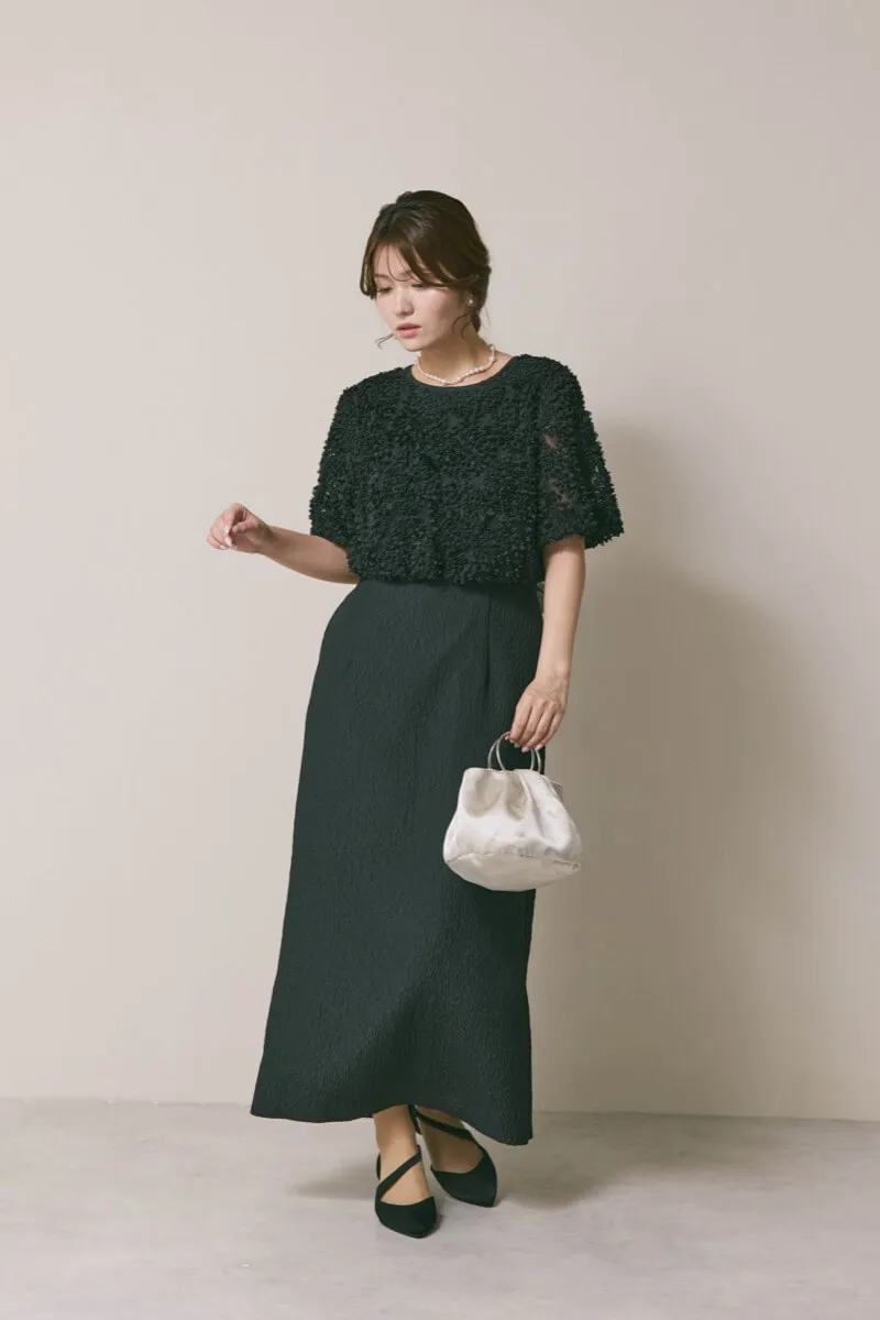 ブラックのデザインボレロセットドレス