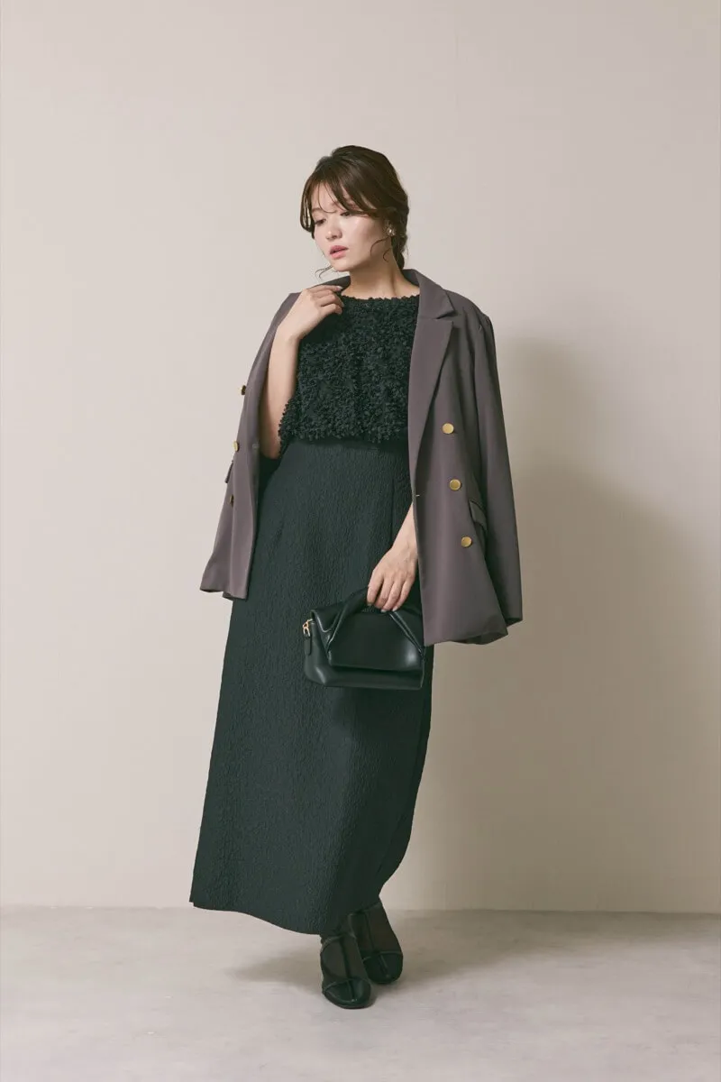 ブラックのデザインボレロセットドレス