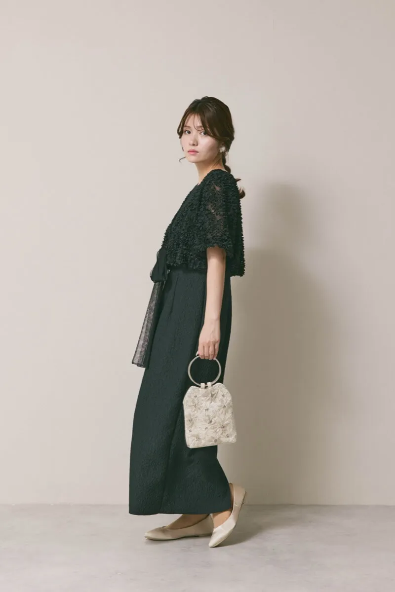 ブラックのデザインボレロセットドレス