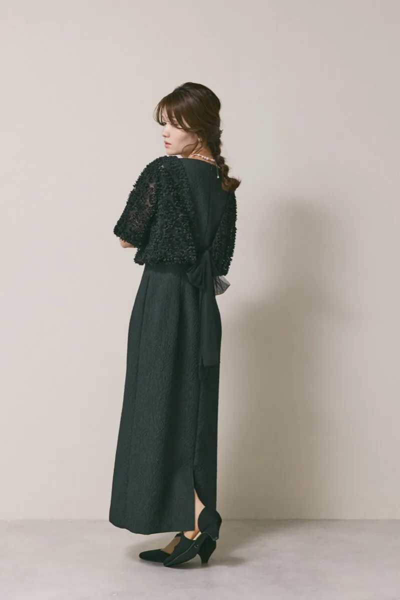 ブラックのデザインボレロセットドレス
