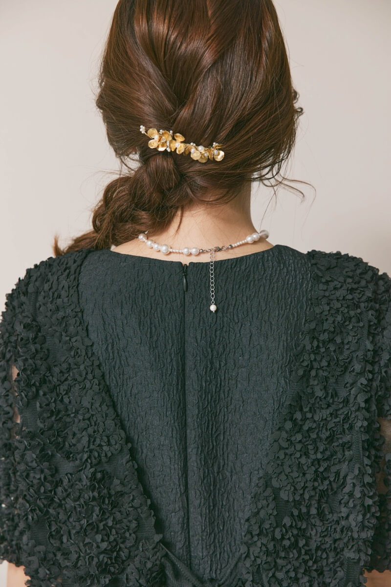 ブラックのデザインボレロセットドレス