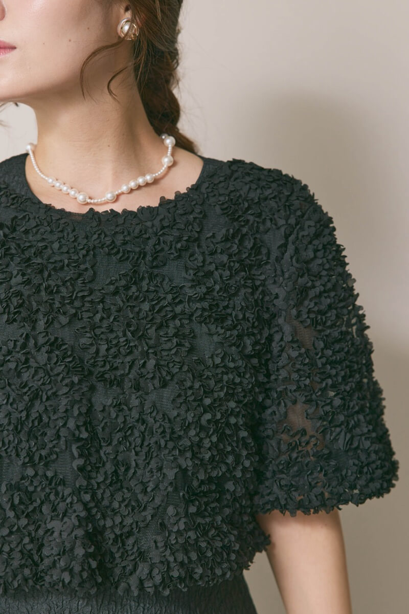 ブラックのデザインボレロセットドレス