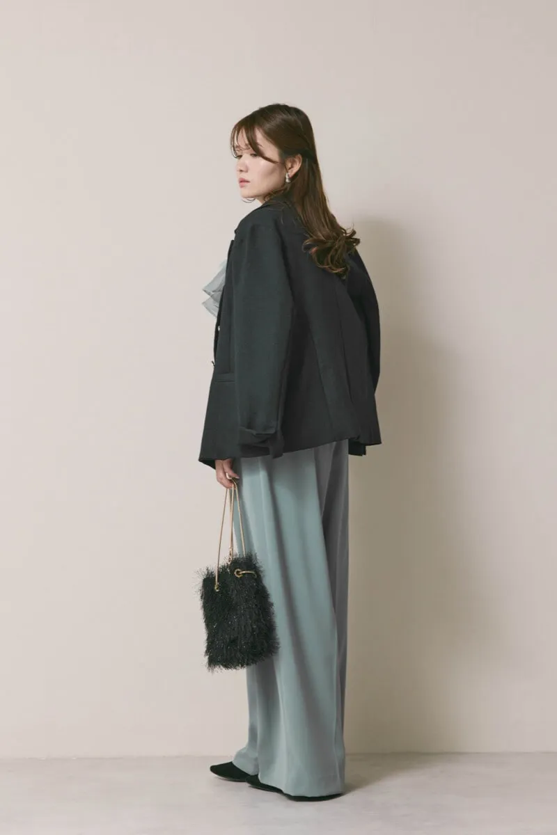 ブルーのチュールカラーベアパンツドレス