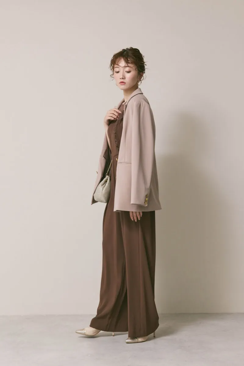 ブラウンのラメチュールパンツドレス