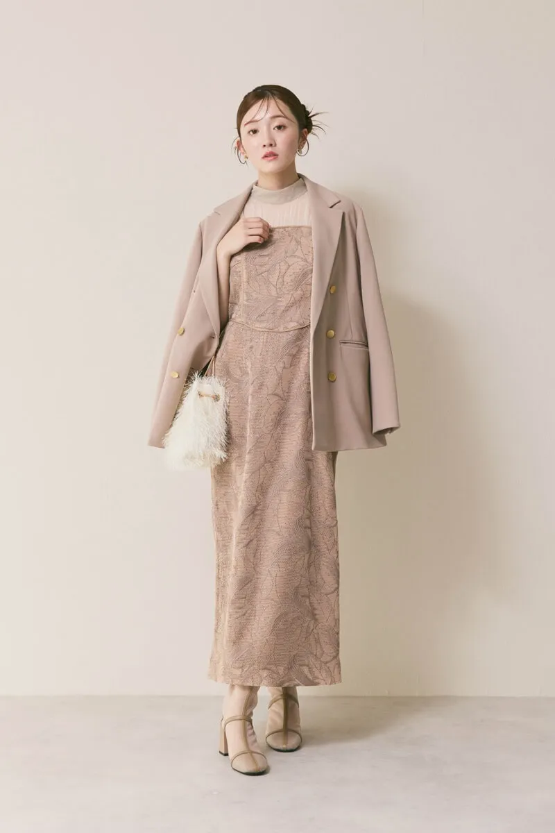 モカのメッシュエンブロイダリードレス