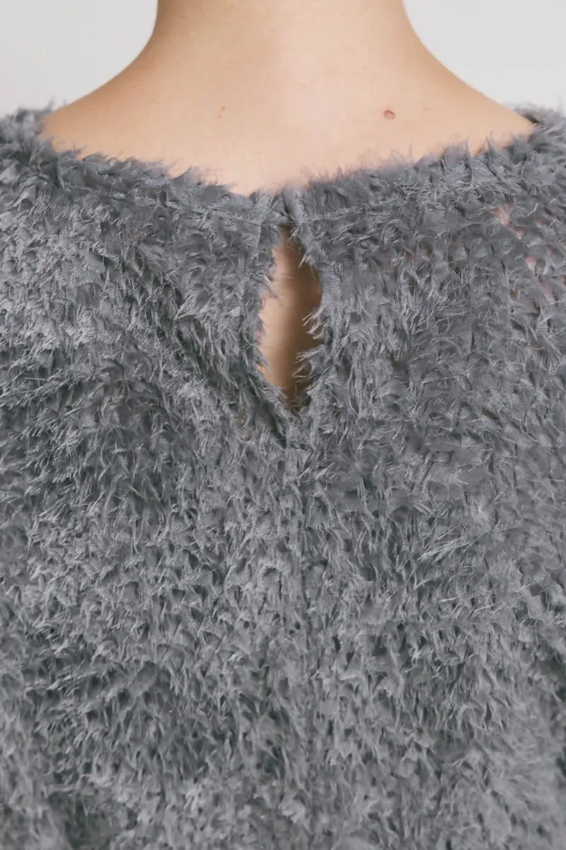 ブルーグレーのファートップスドレス