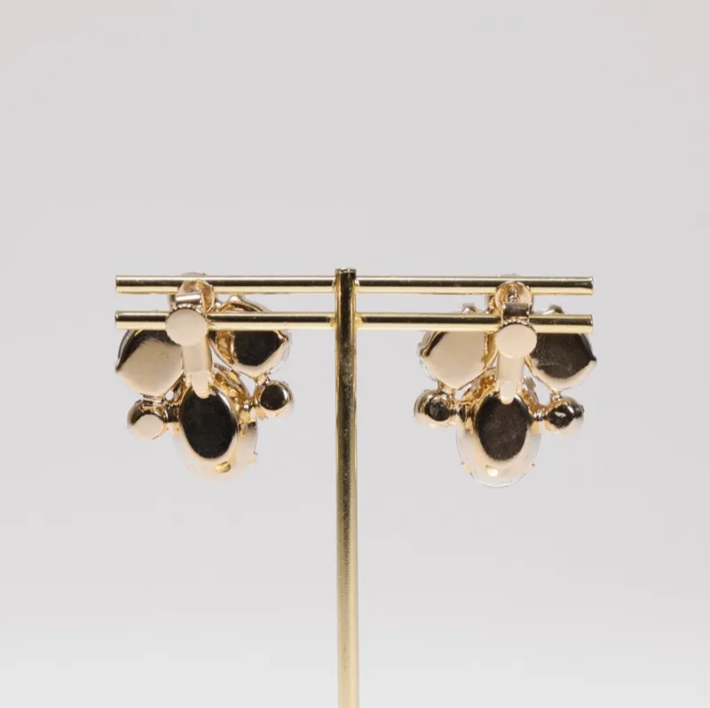 ビジュー付きイヤリング(ゴールド)