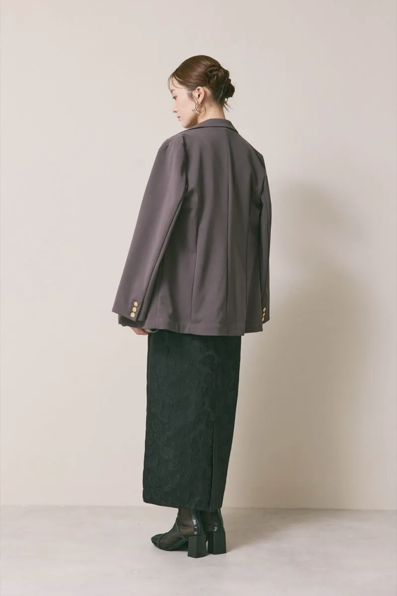 ブラックのジャガードIラインドレス