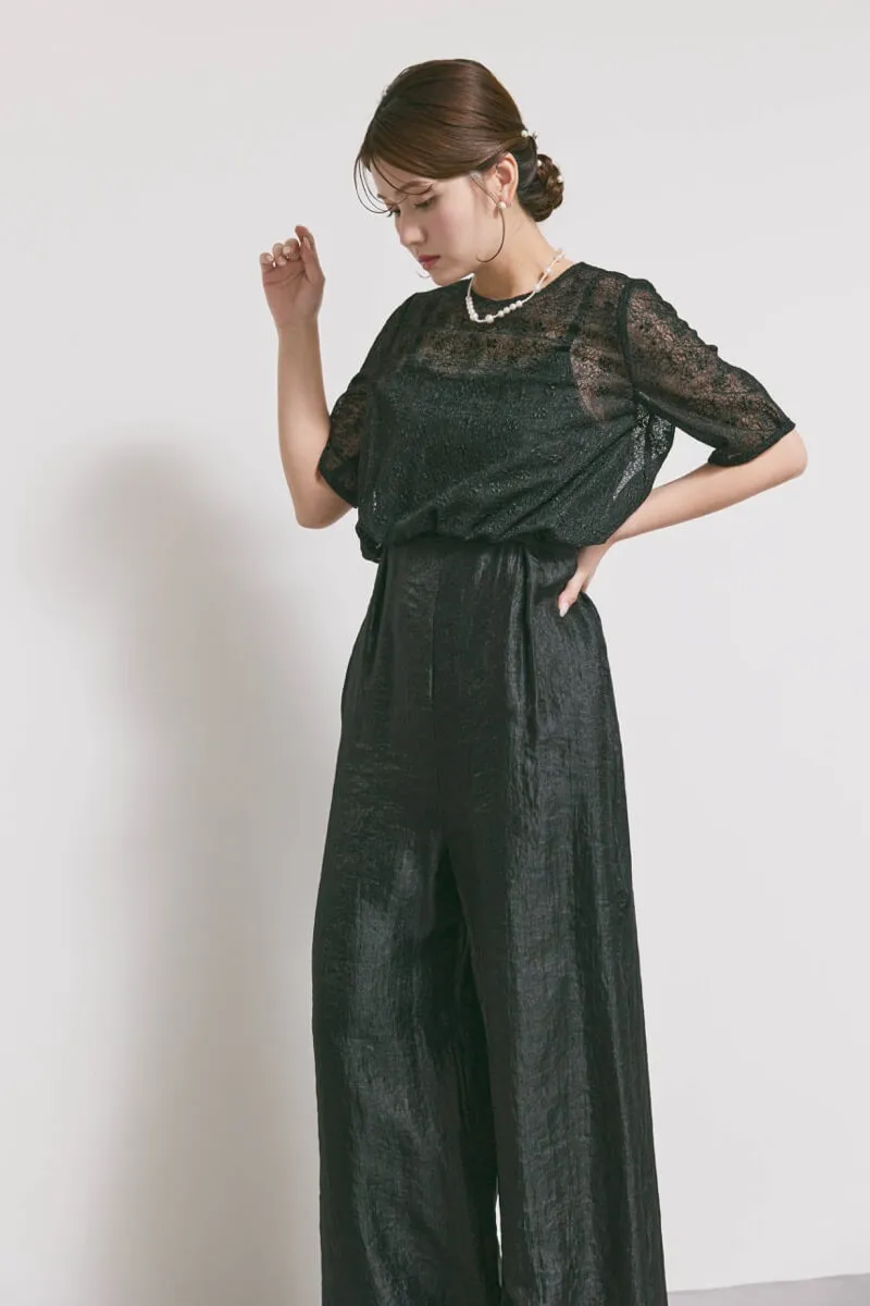 ブラックのバルーンデザインパンツドレス