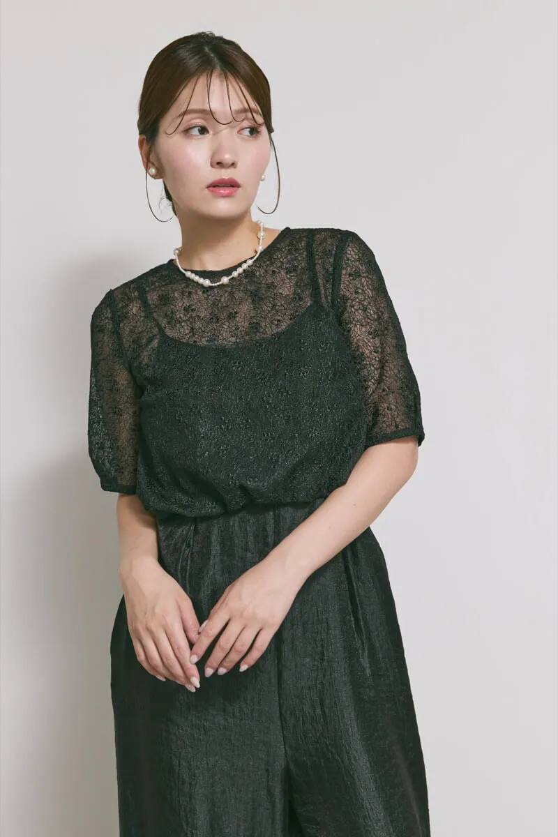 ブラックのバルーンデザインパンツドレス