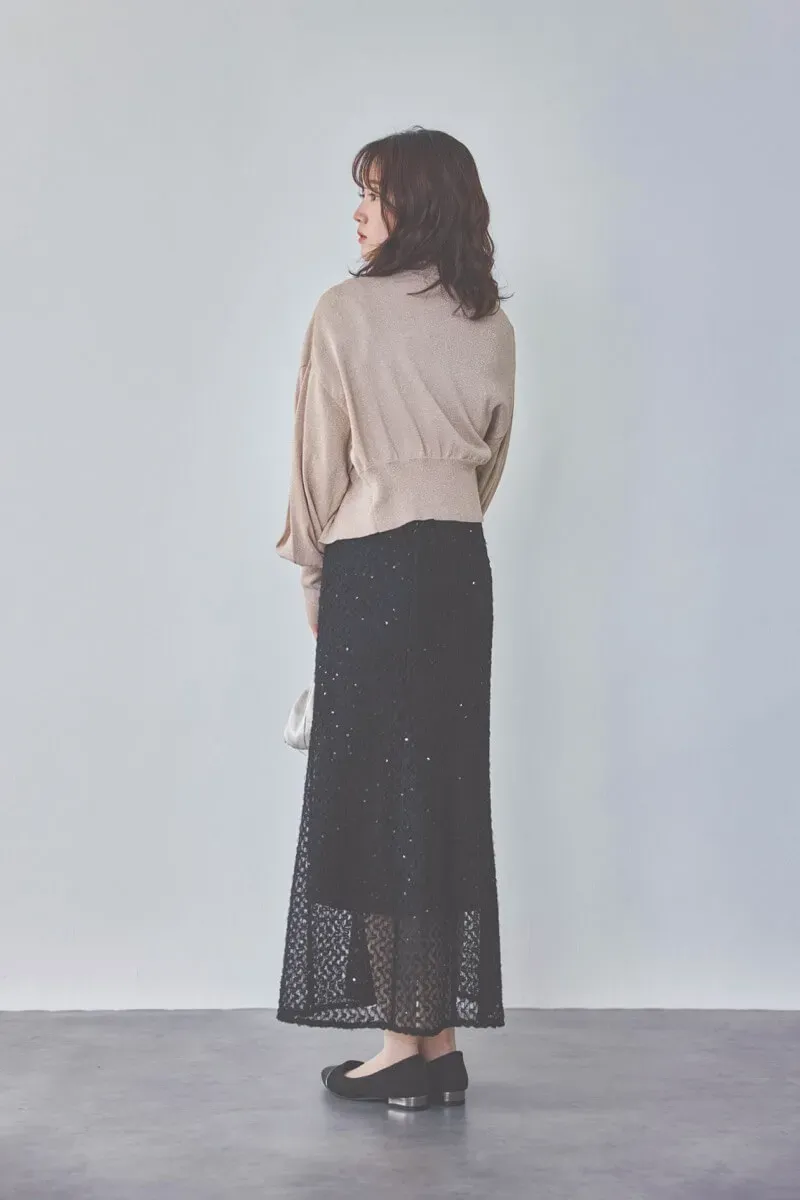 ブラックのスパンコールレースドレス