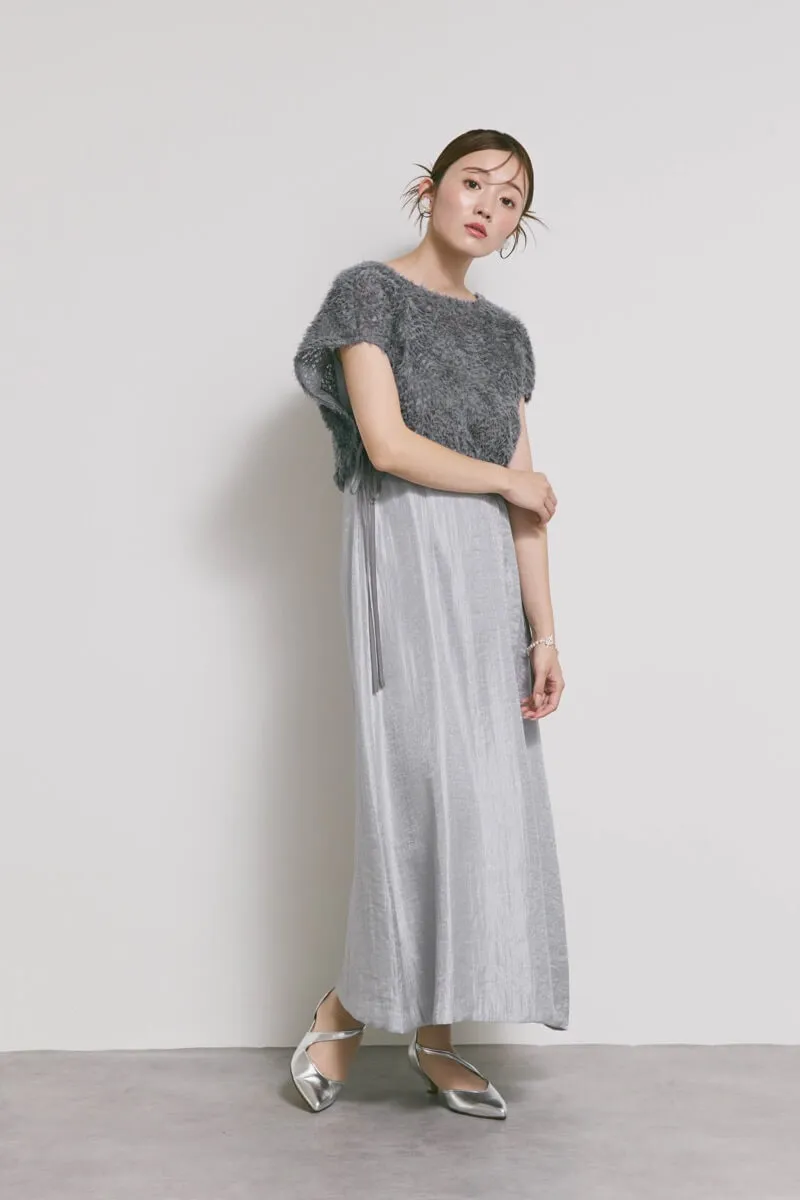 ブルーグレーのファートップスドレス