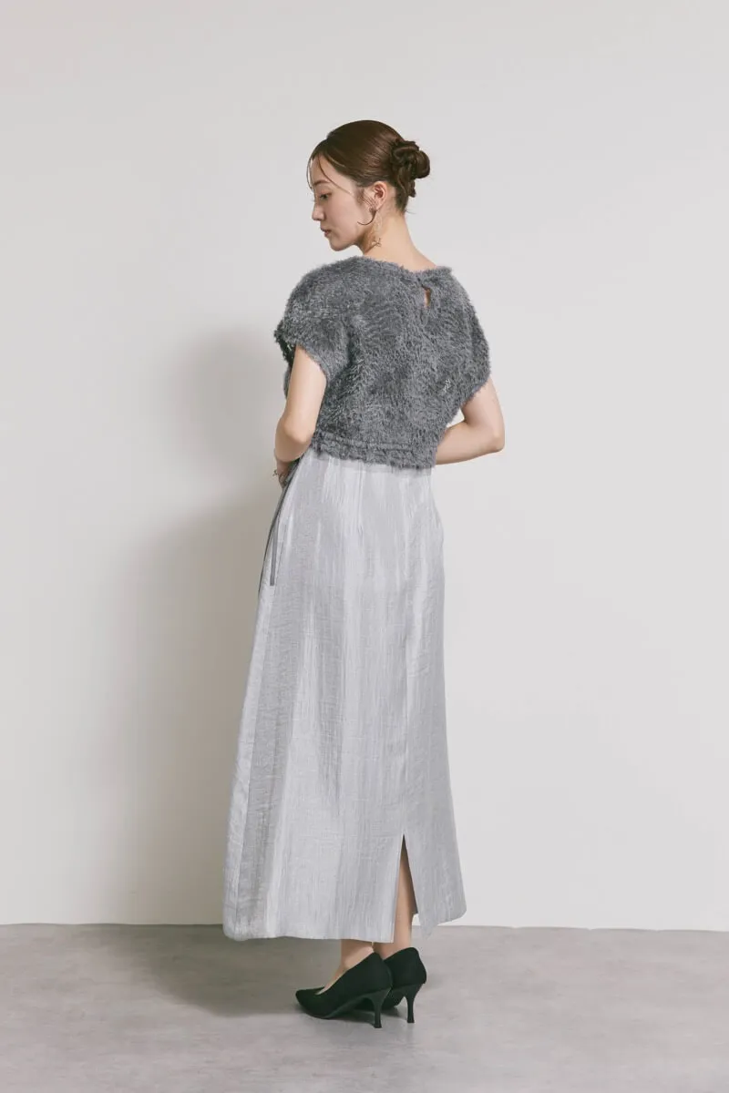 ブルーグレーのファートップスドレス