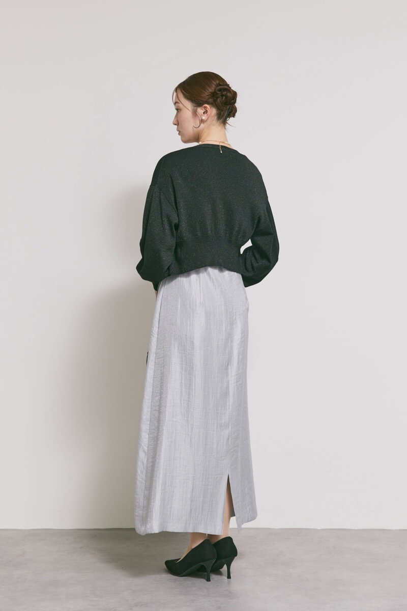 ブルーグレーのファートップスドレス