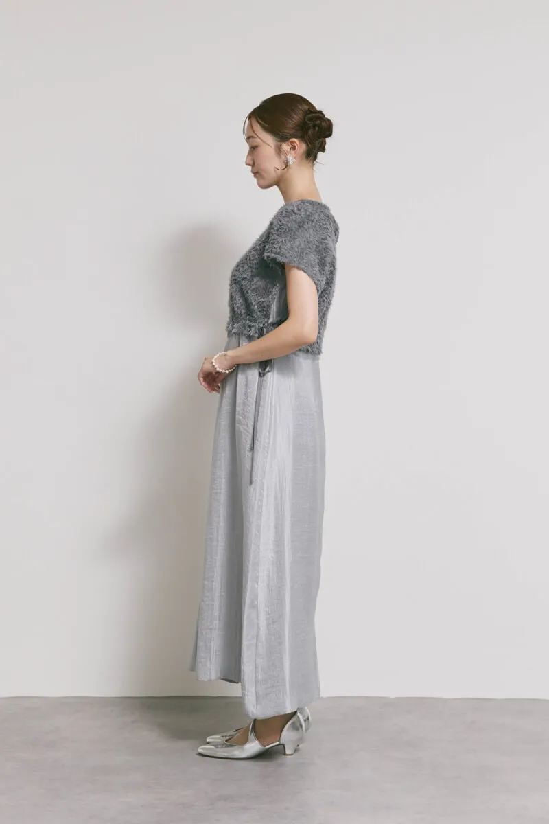 ブルーグレーのファートップスドレス