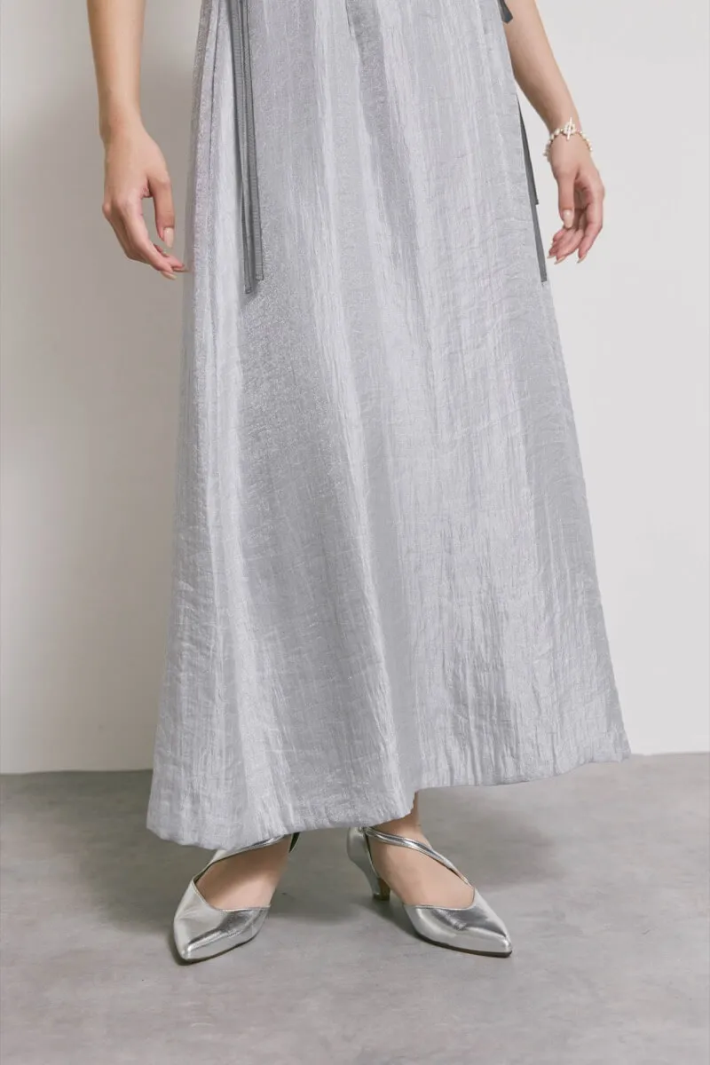 ブルーグレーのファートップスドレス