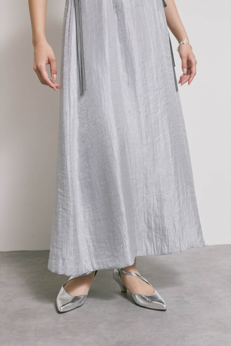 ブルーグレーのファートップスドレス