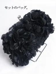 ゴールドのハイウエスト切替サテンドレスコーディネートセット