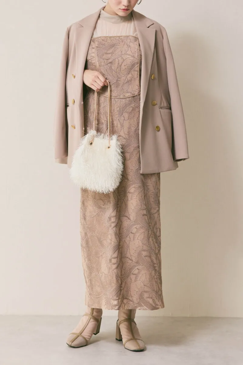 ベージュのシャギーファーバッグ