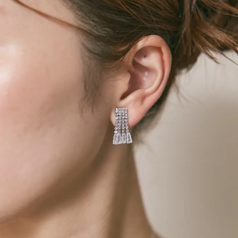 シルバーダイヤシャワーイヤリング